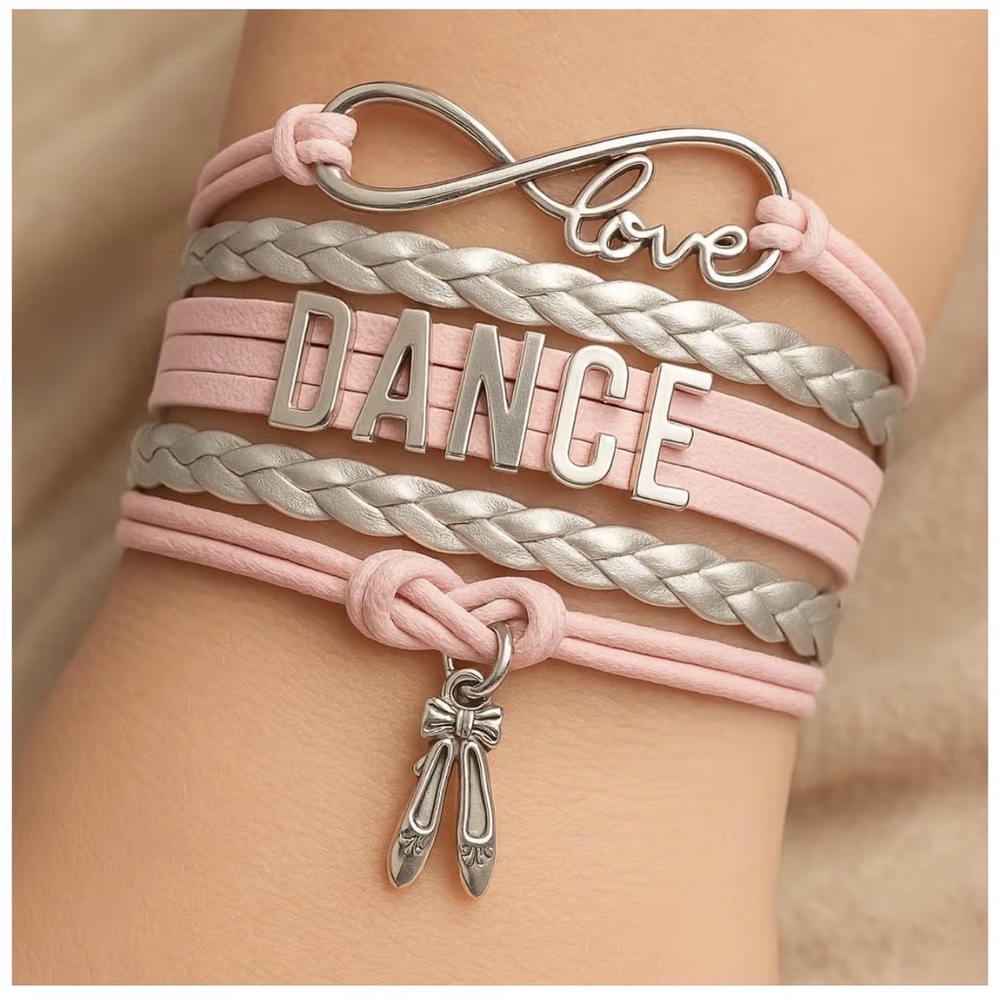 Infinity Love Dance Bracelet in Silver and Pink